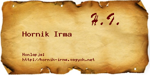 Hornik Irma névjegykártya